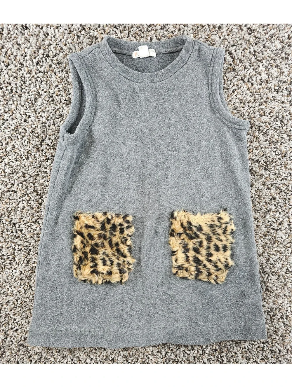 Crewcuts J Crew Girls Sz 4 Dress Faux Fur Pockets Gray Mod Straight